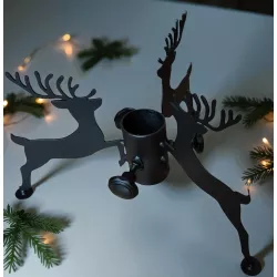 Metalowy stojak choinkowy z reniferami – ręcznie wykonany